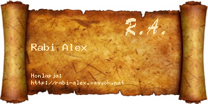 Rabi Alex névjegykártya